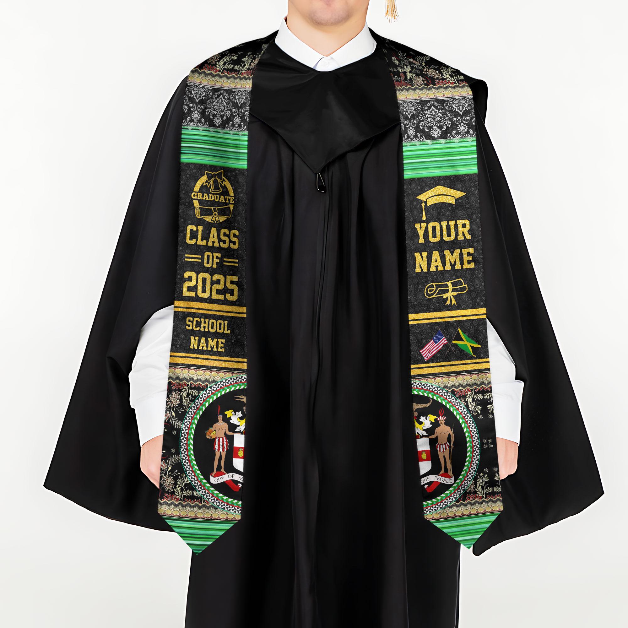 Custom Jamaica Graduation Sash,Custom Jamaica Stole 2025,Jamaica American Flag Graduation Sash 2025,Jamaican Stole, Graduation Class Of 2025