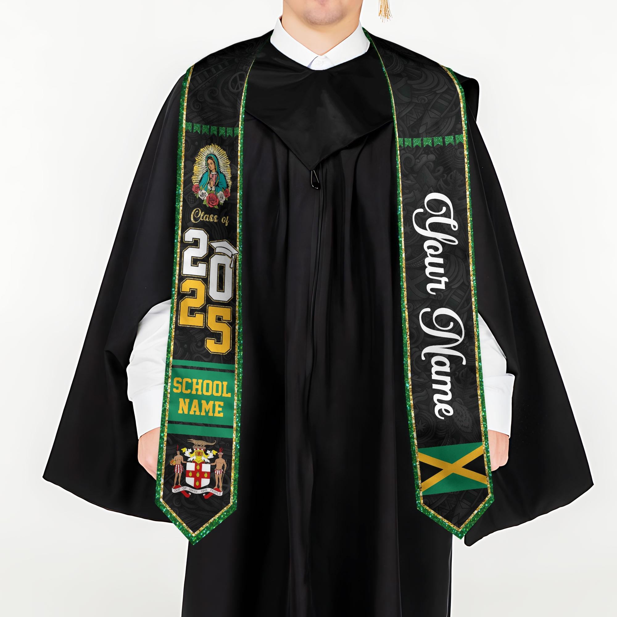 Custom Jamaica Graduation Sash,Custom Jamaica Stole 2025,Jamaica American Flag Graduation Sash 2025,Jamaican Stole, Graduation Class Of 2025