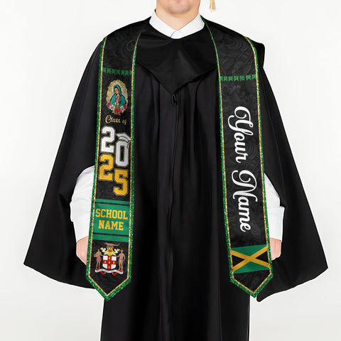Custom Jamaica Graduation Sash,Custom Jamaica Stole 2025,Jamaica American Flag Graduation Sash 2025,Jamaican Stole, Graduation Class Of 2025