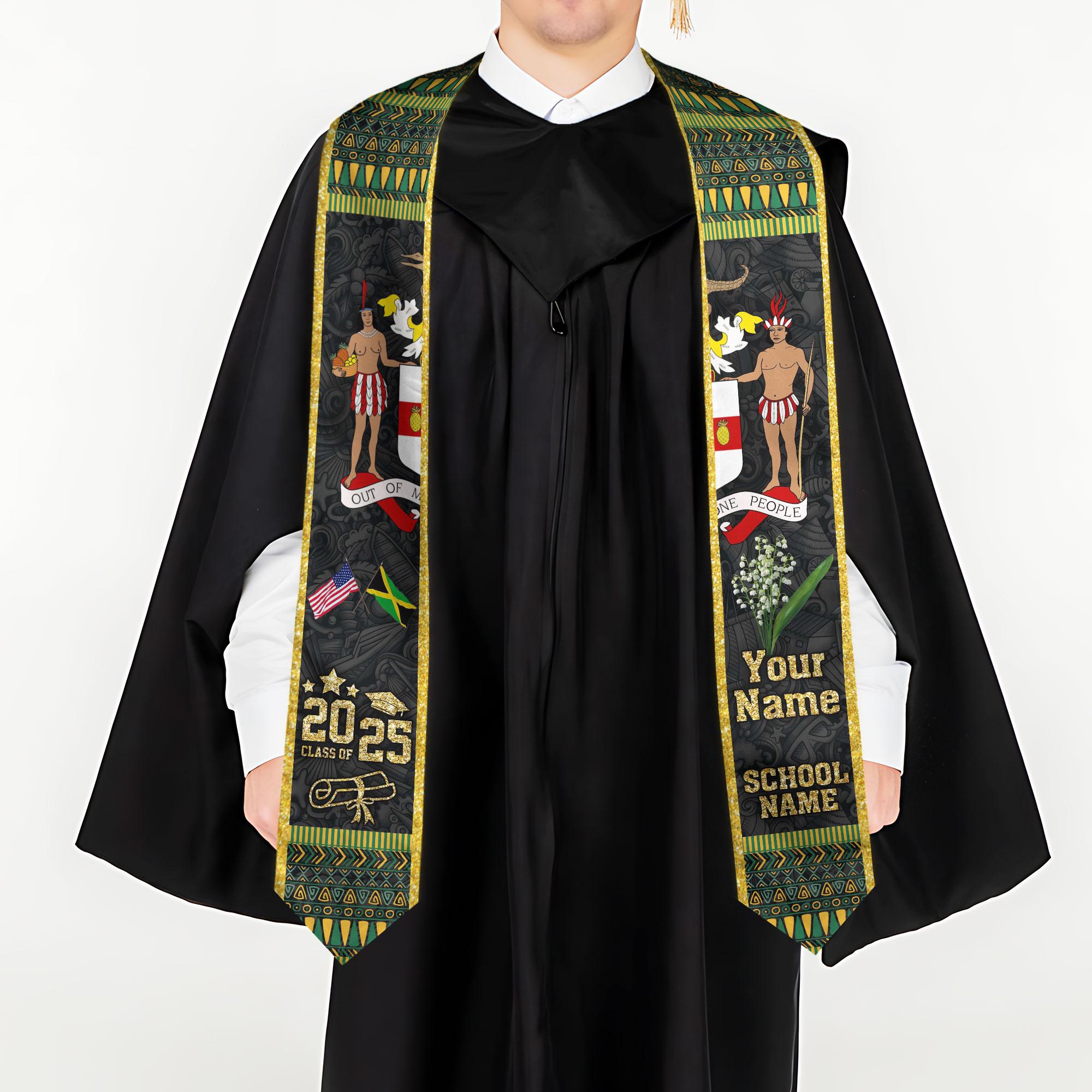 Custom Jamaica Graduation Sash,Custom Jamaica Stole 2025,Jamaica American Flag Graduation Sash 2025,Jamaican Stole, Graduation Class Of 2025