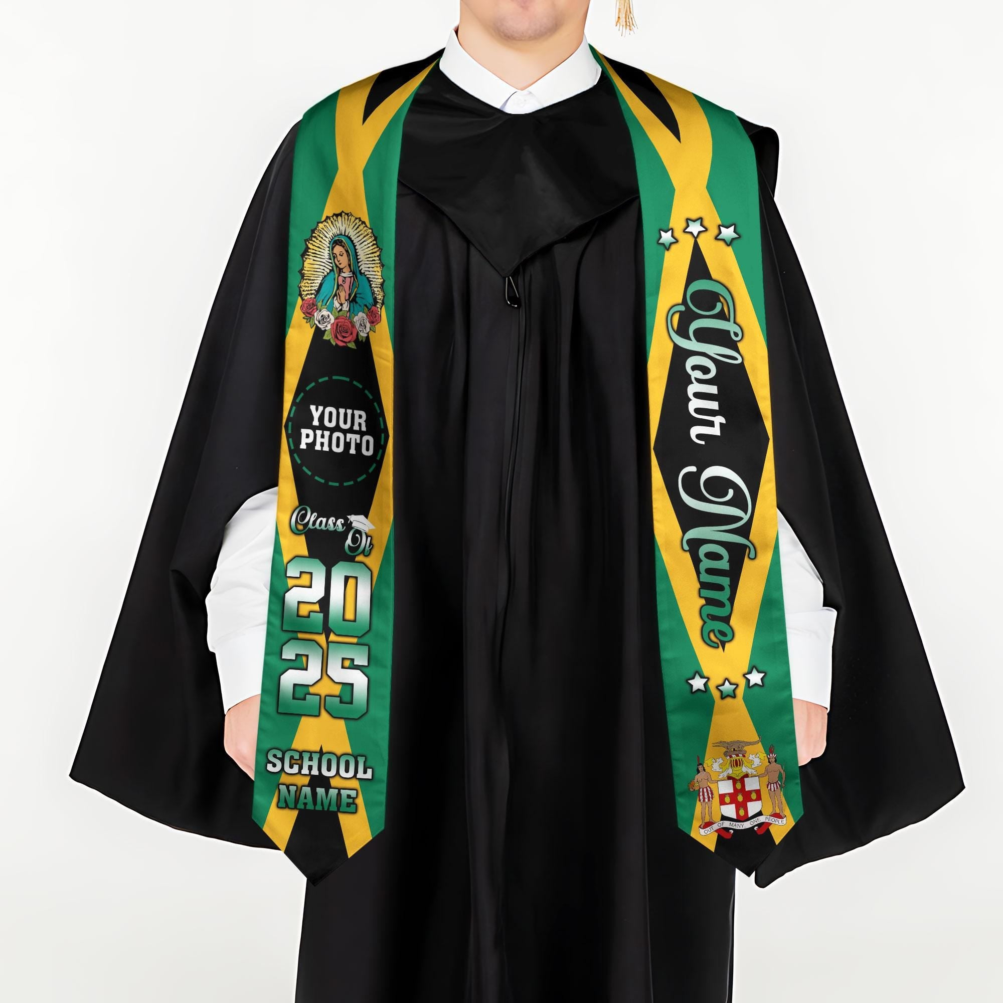 Custom Jamaica Graduation Sash,Custom Jamaica Stole 2025,Jamaica American Flag Graduation Sash 2025,Jamaican Stole, Graduation Class Of 2025