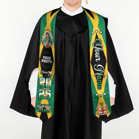 Custom Jamaica Graduation Sash,Custom Jamaica Stole 2025,Jamaica American Flag Graduation Sash 2025,Jamaican Stole, Graduation Class Of 2025