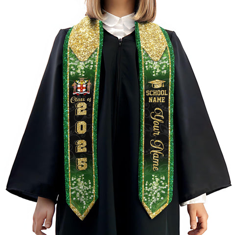 Custom Jamaica Graduation Sash,Custom Jamaica Stole 2025,Jamaica American Flag Graduation Sash 2025,Jamaican Stole, Graduation Class Of 2025