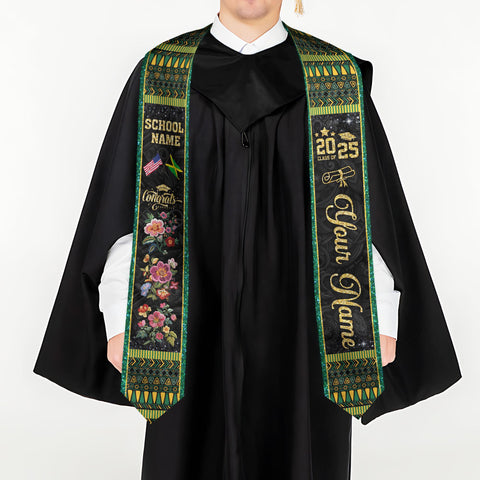 Custom Jamaica Graduation Sash,Custom Jamaica Stole 2025,Jamaica American Flag Graduation Sash 2025,Jamaican Stole, Graduation Class Of 2025