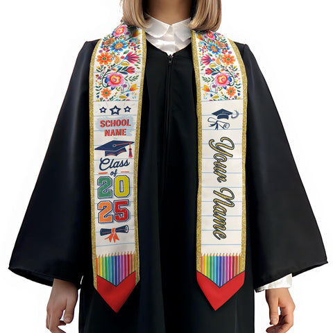 Custom Teacher Graduation Stole Class Of 2025, Teacher Stole 2025,Teacher Stole, Pencil Stole Graduation For Teachers, Sash For Teacher