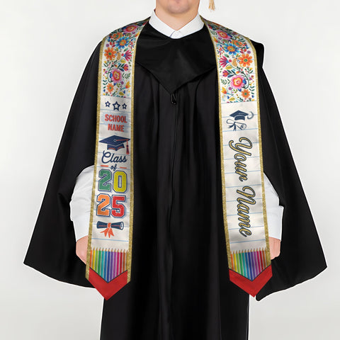 Custom Teacher Graduation Stole Class Of 2025, Teacher Stole 2025,Teacher Stole, Pencil Stole Graduation For Teachers, Sash For Teacher