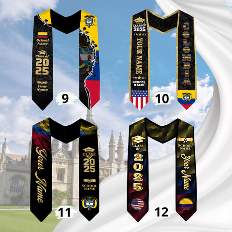 Custom Colombian Graduation Sash 2025, Colombian Graduation Sash, Colombia  American Flag Stole, Colombia Graduation Stole, Graduation Gift