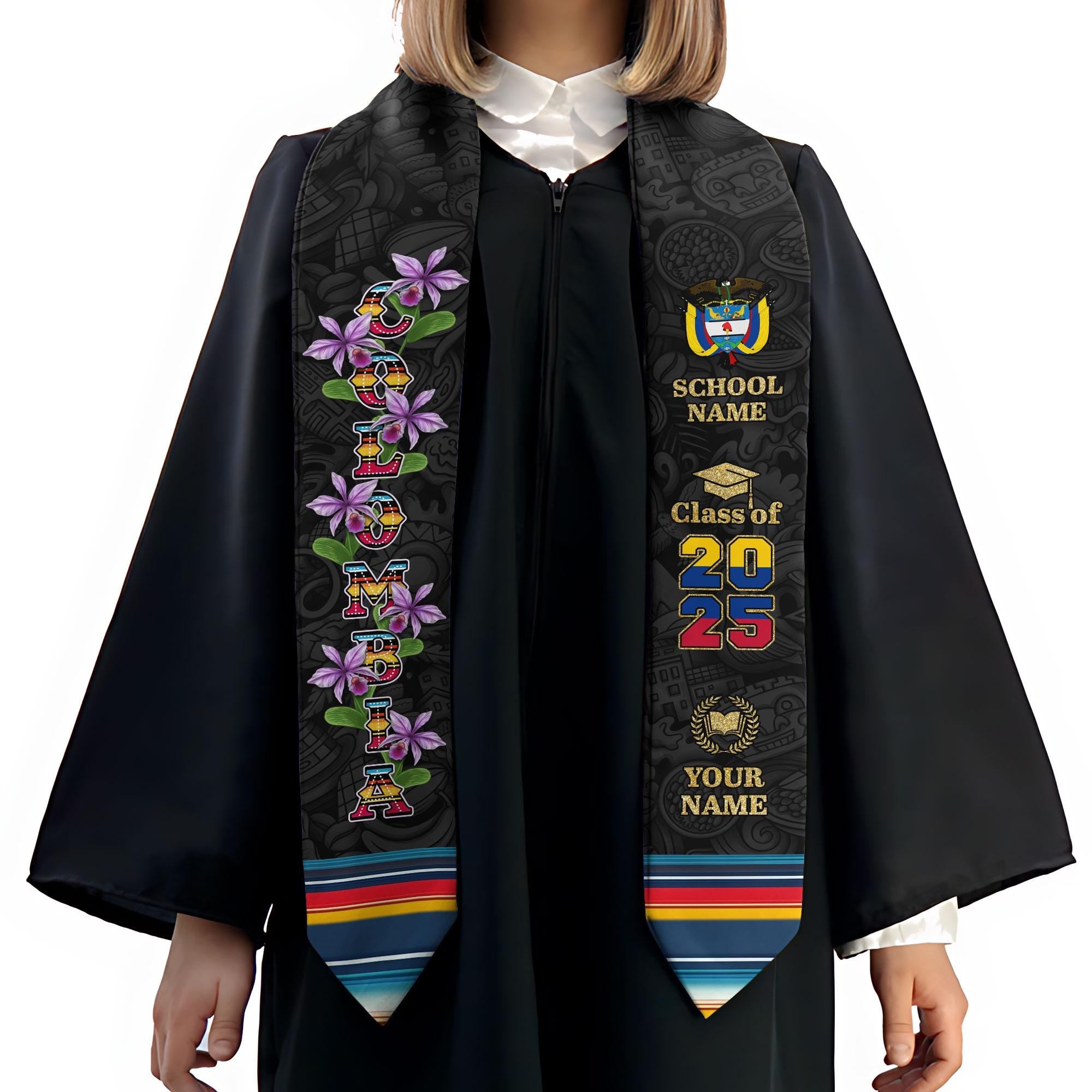 Custom Colombian Graduation Sash 2025, Colombian Graduation Sash, Colombia  American Flag Stole, Colombia Graduation Stole, Graduation Gift