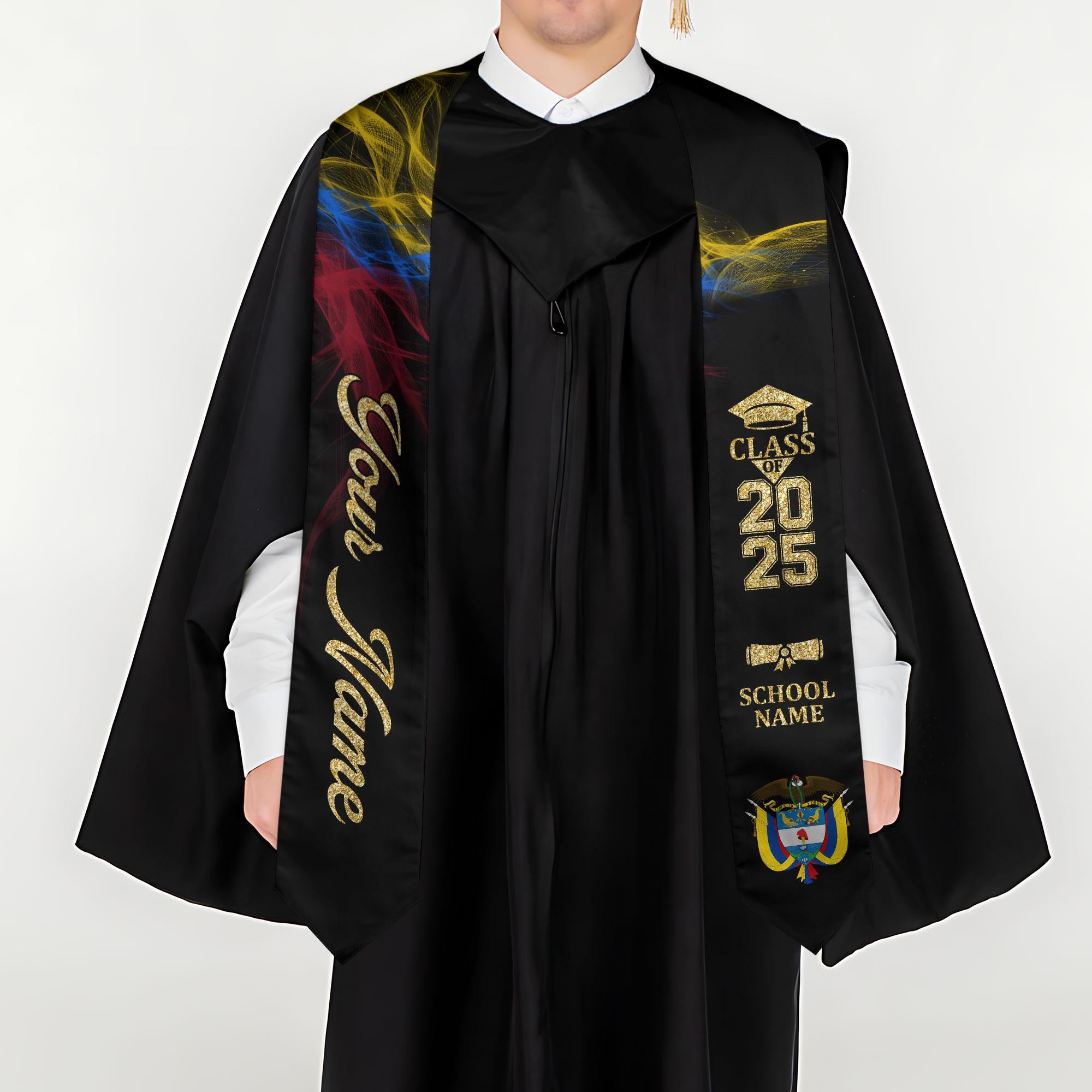 Custom Colombian Graduation Sash 2025, Colombian Graduation Sash, Colombia  American Flag Stole, Colombia Graduation Stole, Graduation Gift