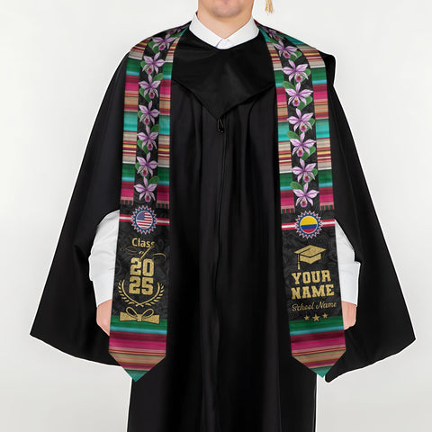 Custom Colombian Graduation Sash 2025, Colombian Graduation Sash, Colombia  American Flag Stole, Colombia Graduation Stole, Graduation Gift