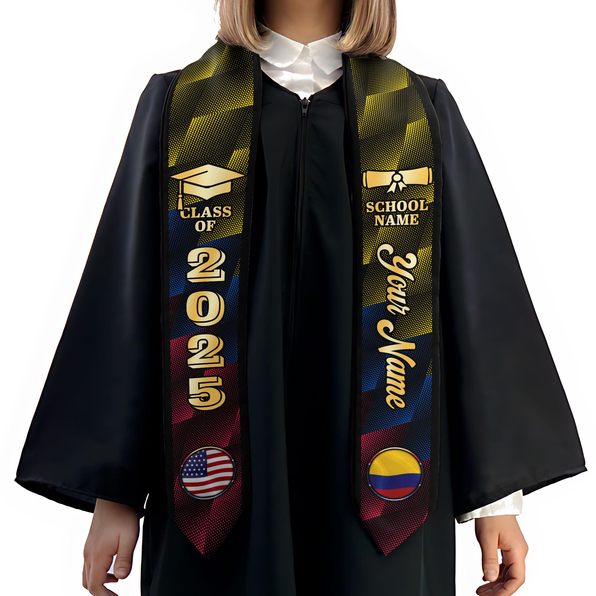 Custom Colombian Graduation Sash 2025, Colombian Graduation Sash, Colombia  American Flag Stole, Colombia Graduation Stole, Graduation Gift