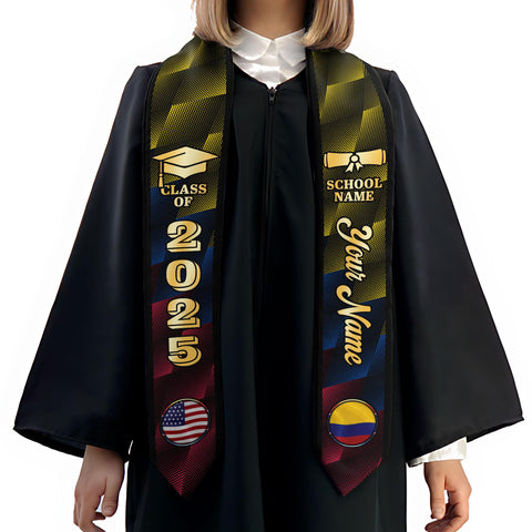 Custom Colombian Graduation Sash 2025, Colombian Graduation Sash, Colombia  American Flag Stole, Colombia Graduation Stole, Graduation Gift