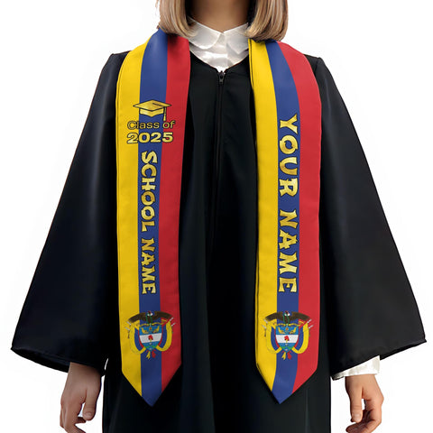 Custom Colombian Graduation Sash 2025, Colombian Graduation Sash, Colombia  American Flag Stole, Colombia Graduation Stole, Graduation Gift