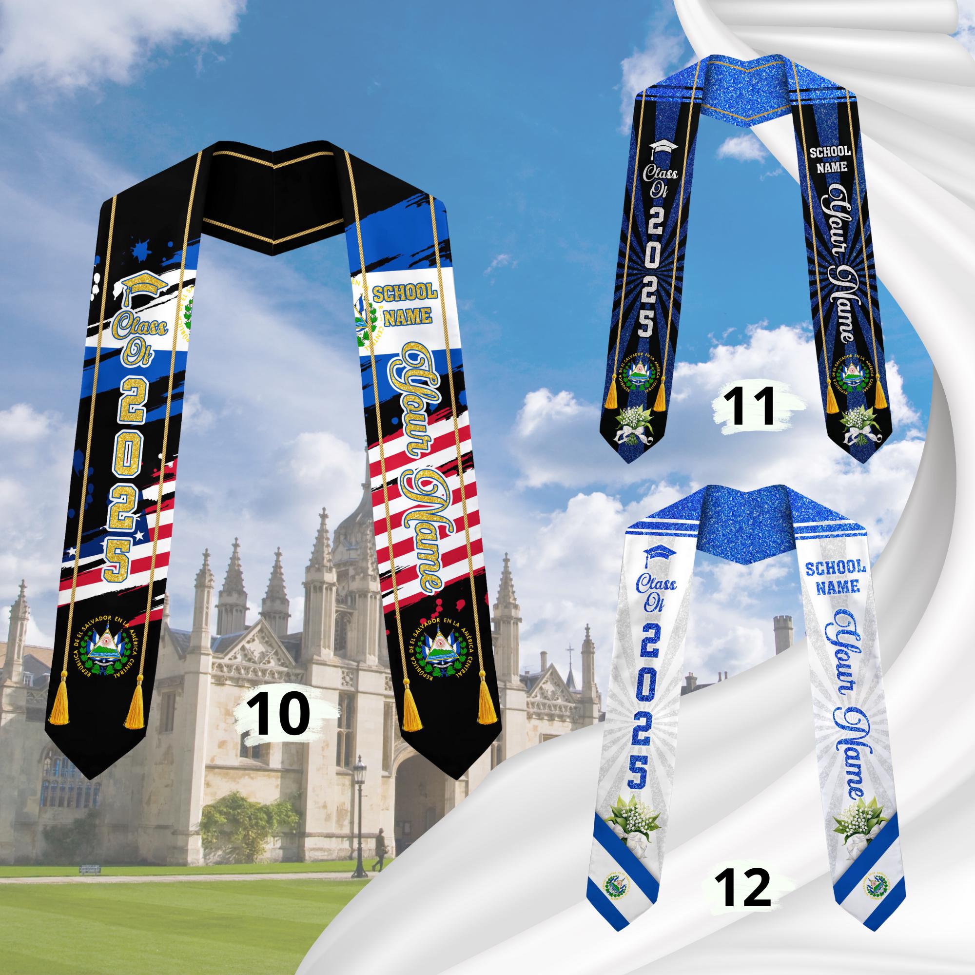 Custom Salvadorans Graduation Sash 2025, El Salvador Graduation Stole 2025, Salvadorans Graduation Sash, Graduation American Flag Stole 2025