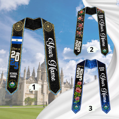 Custom Salvadorans Graduation Sash 2025, El Salvador Graduation Stole 2025, Salvadorans Graduation Sash, Graduation American Flag Stole 2025