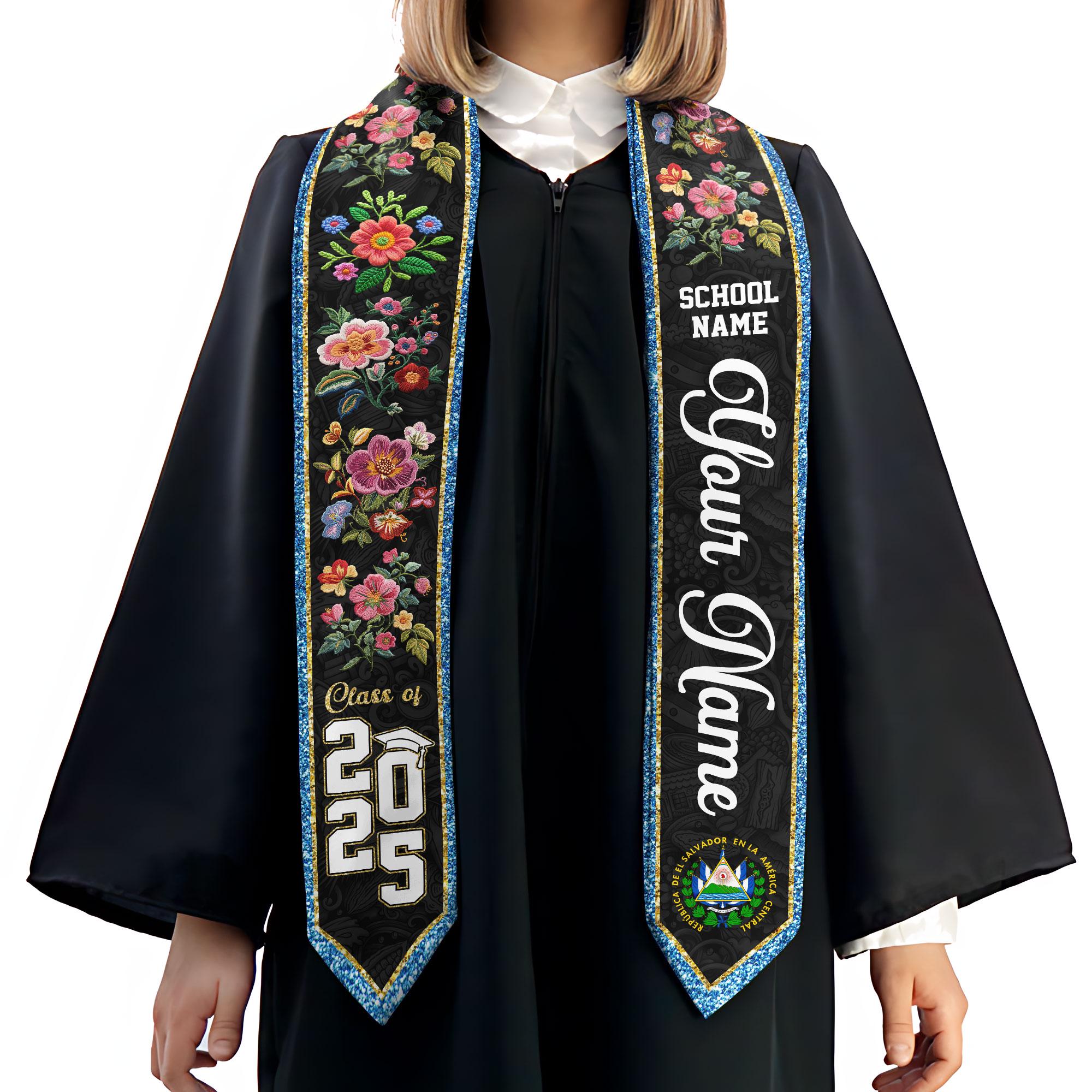 Custom Salvadorans Graduation Sash 2025, El Salvador Graduation Stole 2025, Salvadorans Graduation Sash, Graduation American Flag Stole 2025