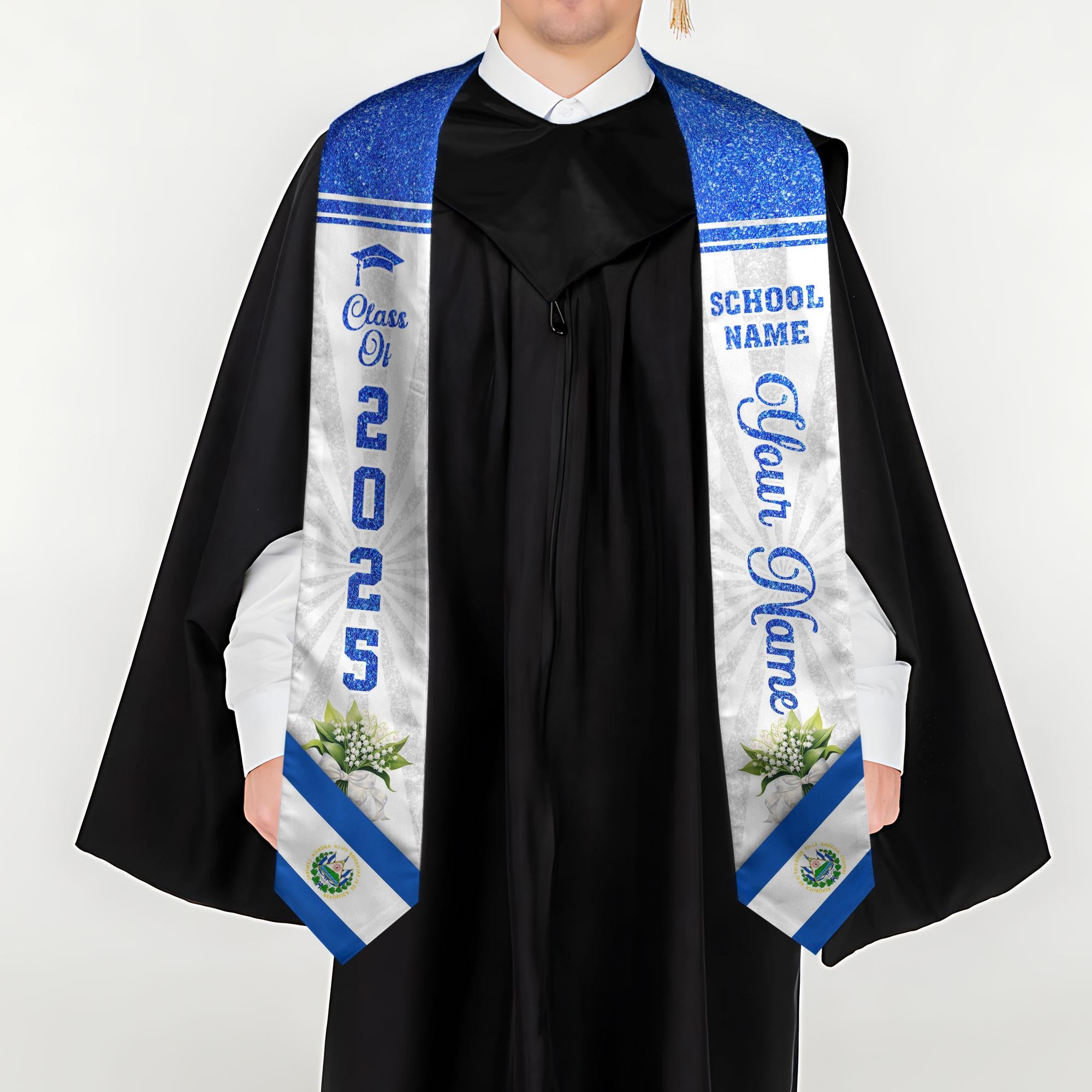 Custom Salvadorans Graduation Sash 2025, El Salvador Graduation Stole 2025, Salvadorans Graduation Sash, Graduation American Flag Stole 2025
