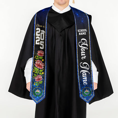 Custom Salvadorans Graduation Sash 2025, El Salvador Graduation Stole 2025, Salvadorans Graduation Sash, Graduation American Flag Stole 2025