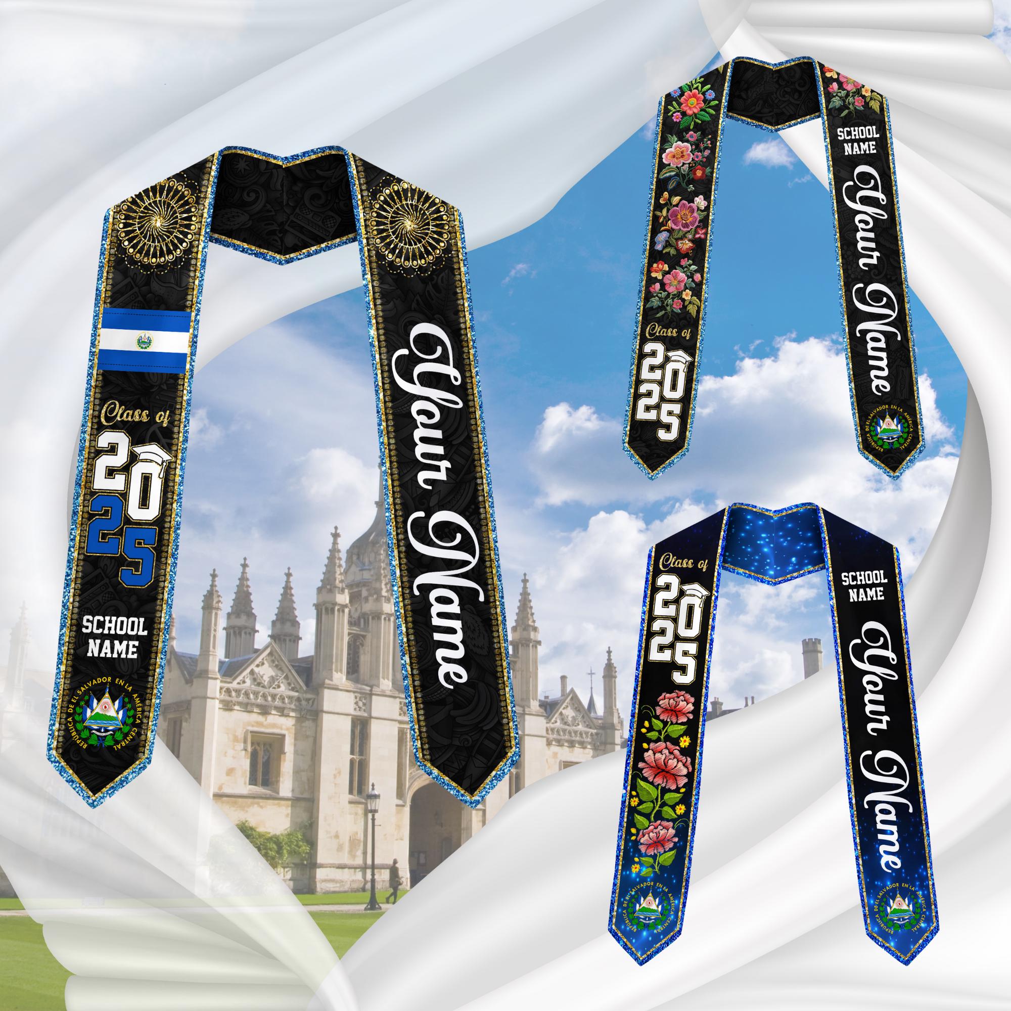Custom Salvadorans Graduation Sash 2025, El Salvador Graduation Stole 2025, Salvadorans Graduation Sash, Graduation American Flag Stole 2025