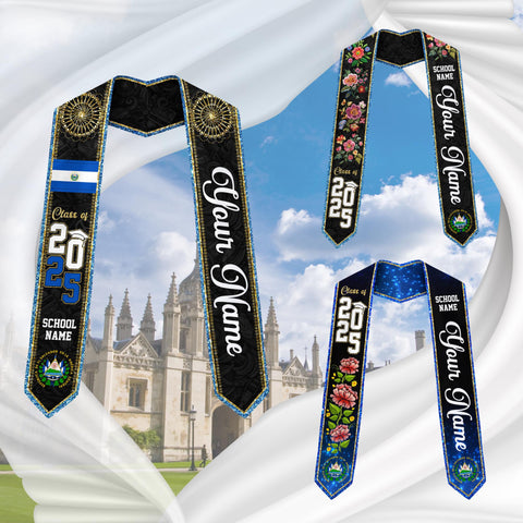 Custom Salvadorans Graduation Sash 2025, El Salvador Graduation Stole 2025, Salvadorans Graduation Sash, Graduation American Flag Stole 2025
