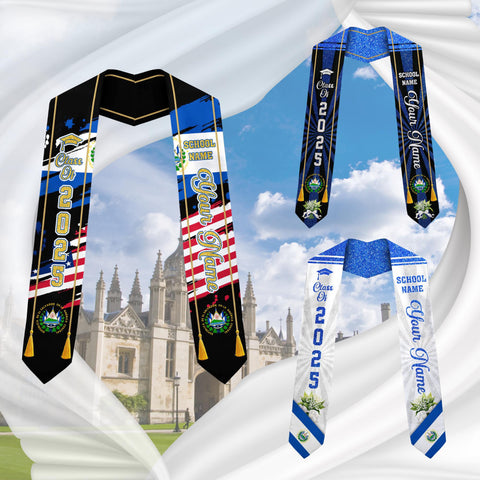Custom Salvadorans Graduation Sash 2025, El Salvador Graduation Stole 2025, Salvadorans Graduation Sash, Graduation American Flag Stole 2025
