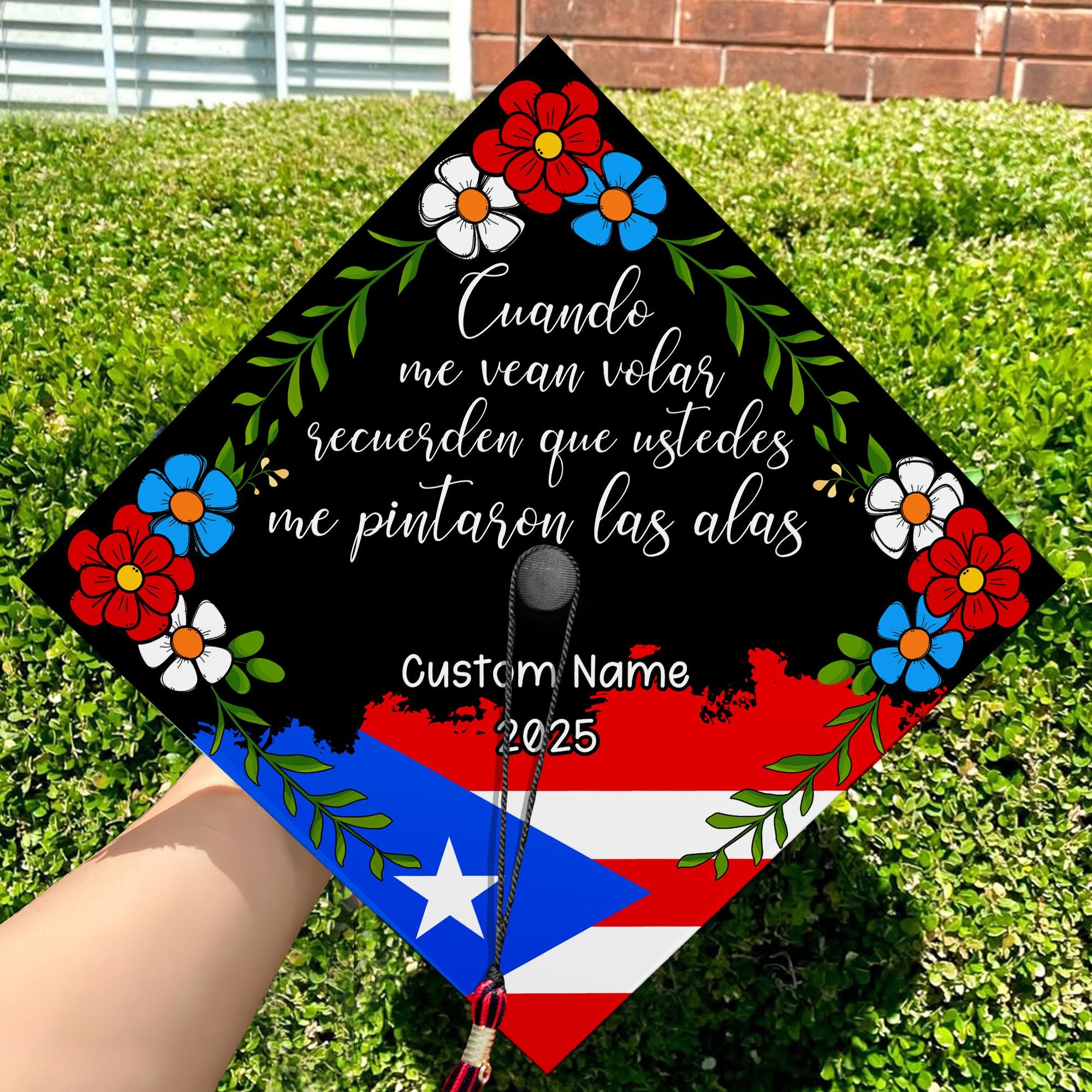Personalized Latin Graduation Cap Topper, Puerto Rico Grad Cap To Honor Your Hard Work, Class Of 2025