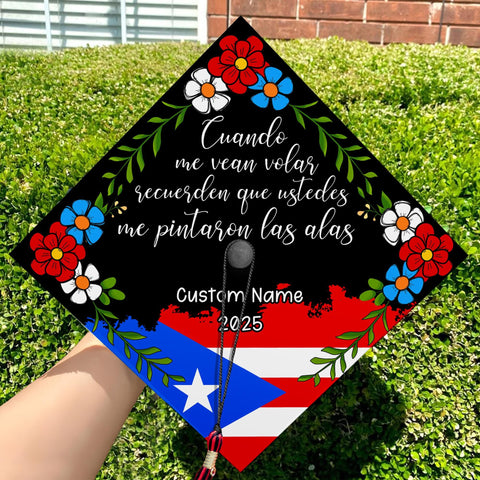 Personalized Latin Graduation Cap Topper, Puerto Rico Grad Cap To Honor Your Hard Work, Class Of 2025