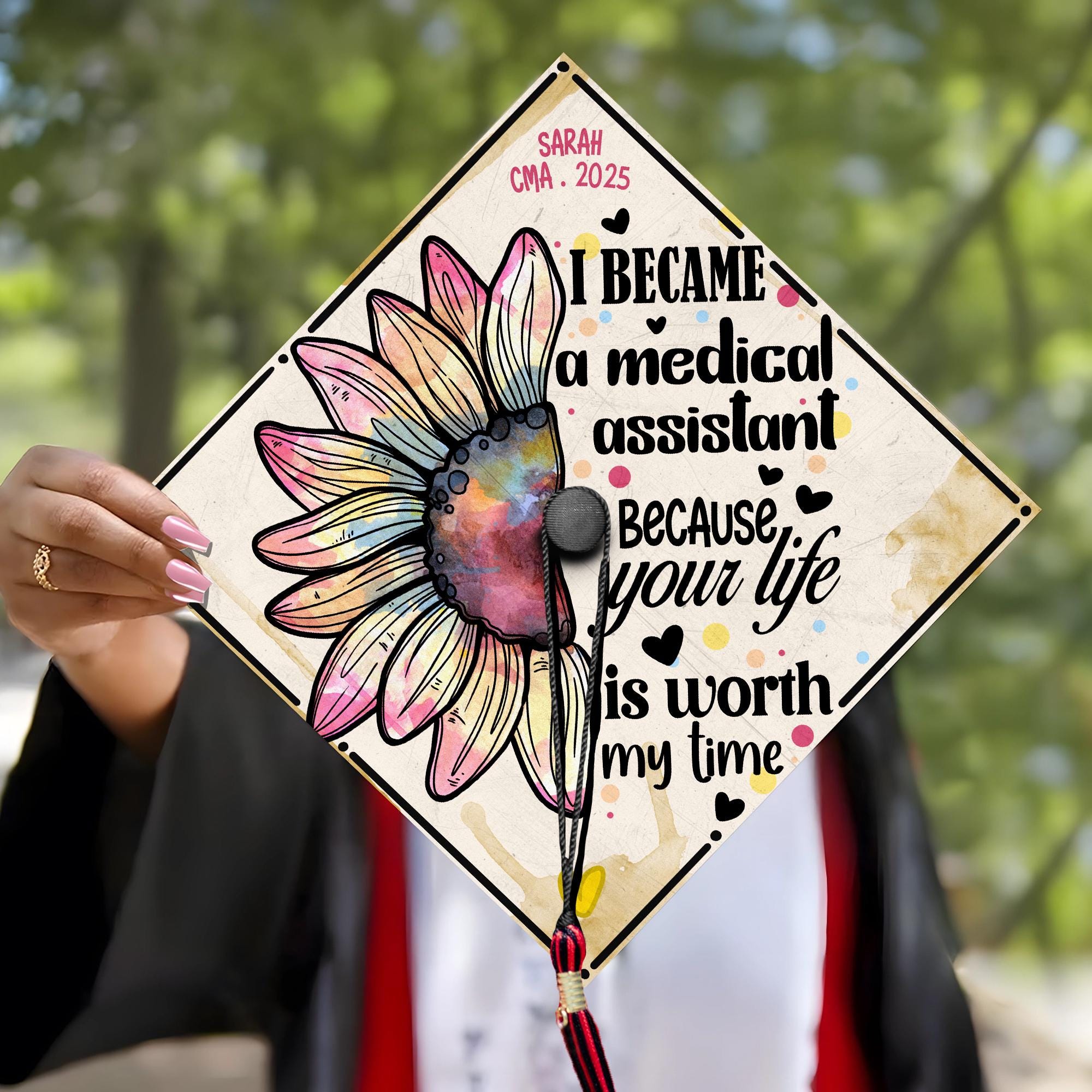 Personalized Medical Assistant Graduation Cap Topper, Custom RN Cap Decoration, Medical School Graduation 2025