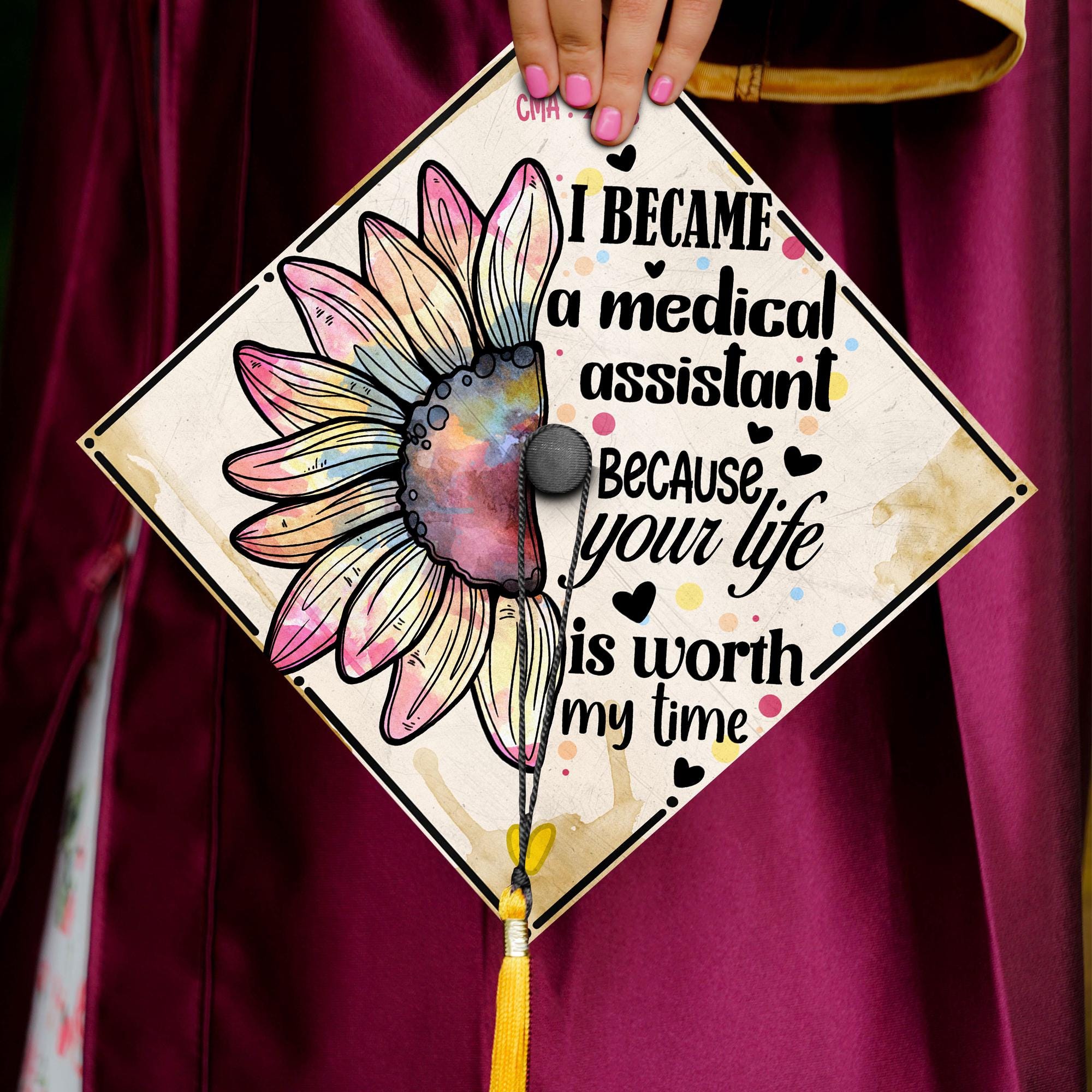 Personalized Medical Assistant Graduation Cap Topper, Custom RN Cap Decoration, Medical School Graduation 2025