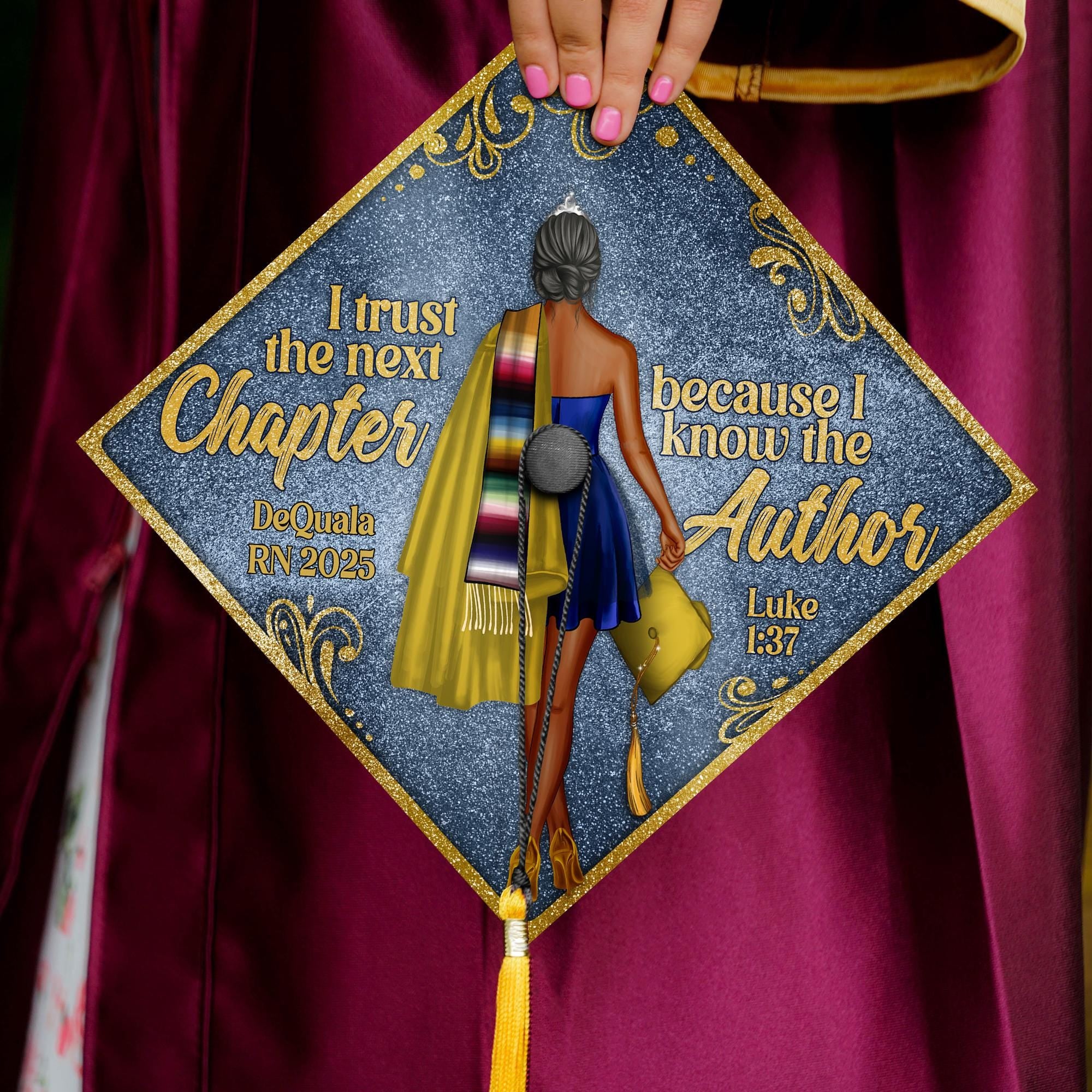 Custom God Bible Verse Graduation Cap Topper, Personalized Christian Grad Cap Topper, Class of 2025