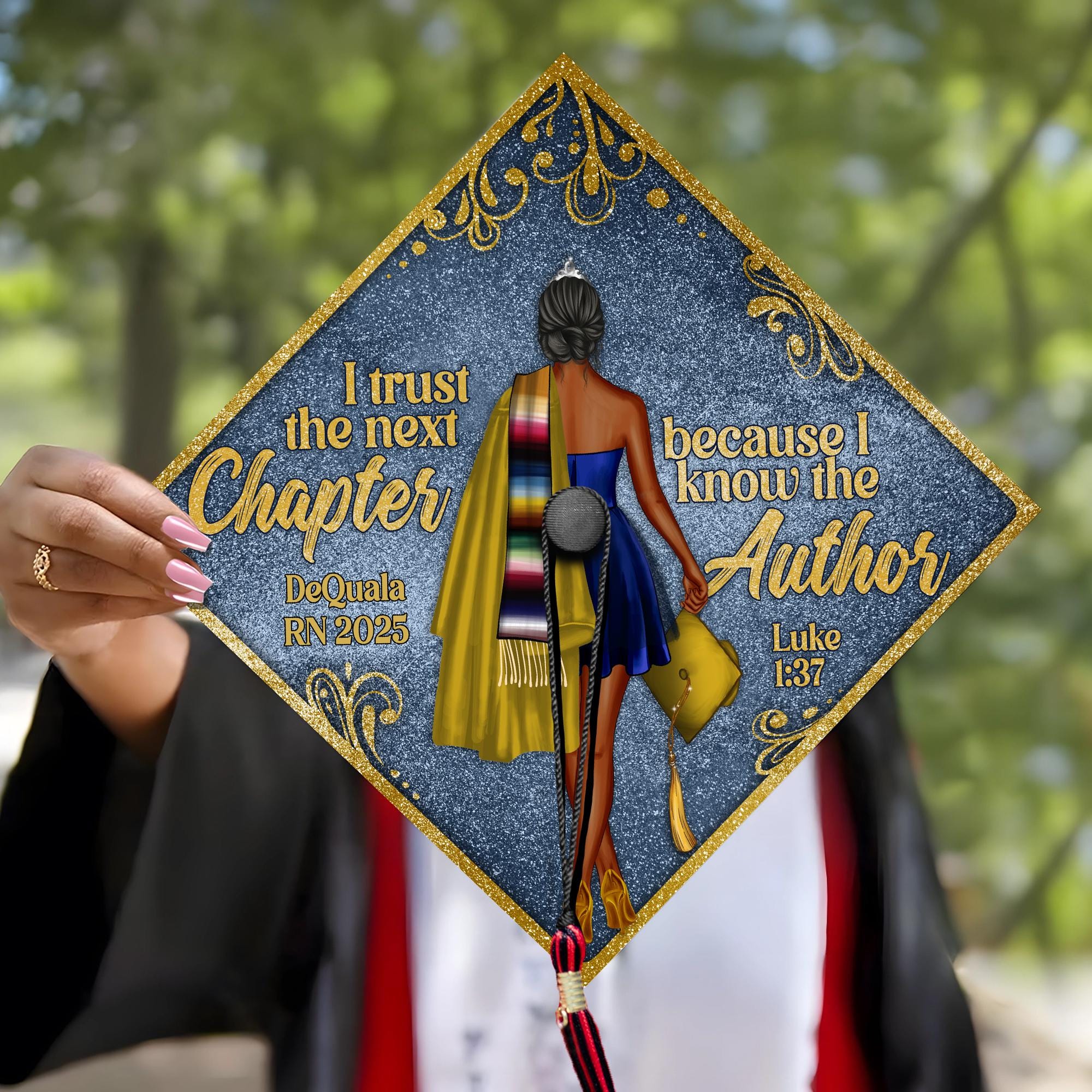 Custom God Bible Verse Graduation Cap Topper, Personalized Christian Grad Cap Topper, Class of 2025