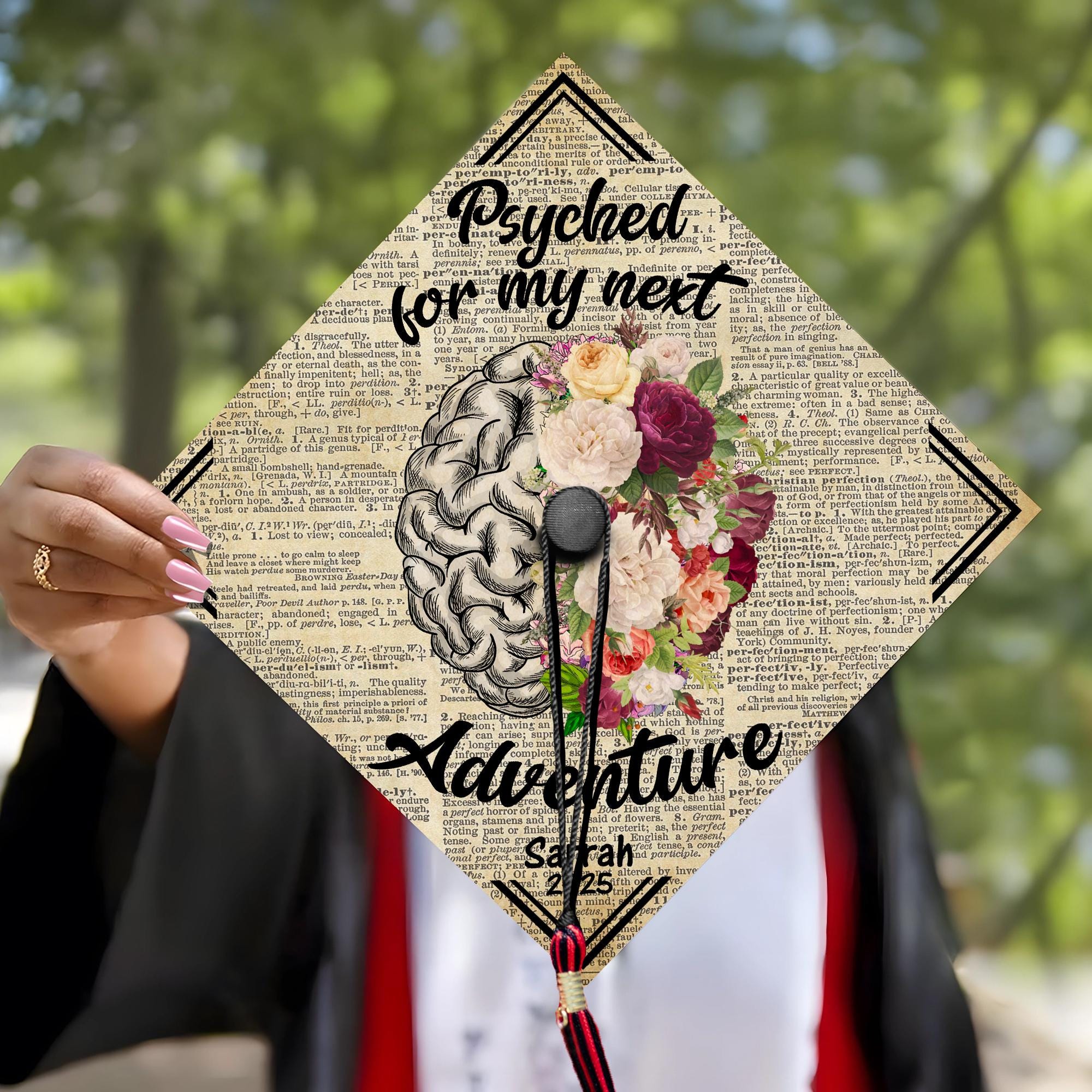 Psyched For My Next Adventure Graduation Cap Topper, Customized Psychology Cap Decoration, Class of 2025