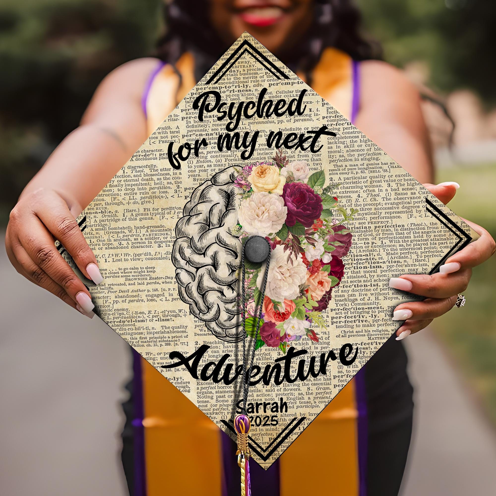 Psyched For My Next Adventure Graduation Cap Topper, Customized Psychology Cap Decoration, Class of 2025