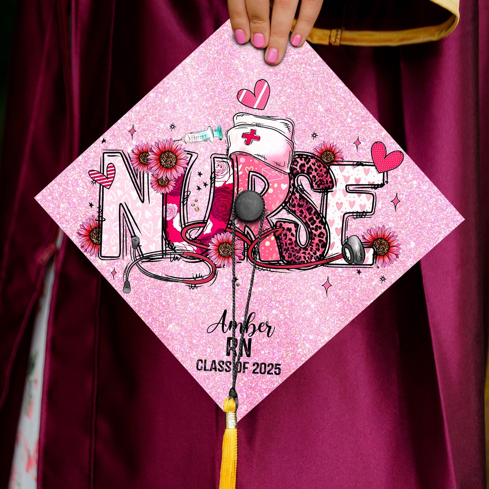 Personalized Nursing Graduation Cap, Custom Nursing Grad Cap Topper To Celebrate Your Big Day, Class Of 2025
