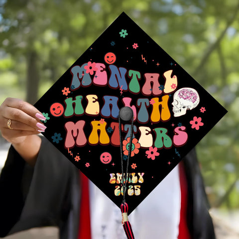 Mental Health Matters Graduation Cap Topper, Customized Psychology Cap Decoration To Celebrate Your Hard Work, Class of 2025