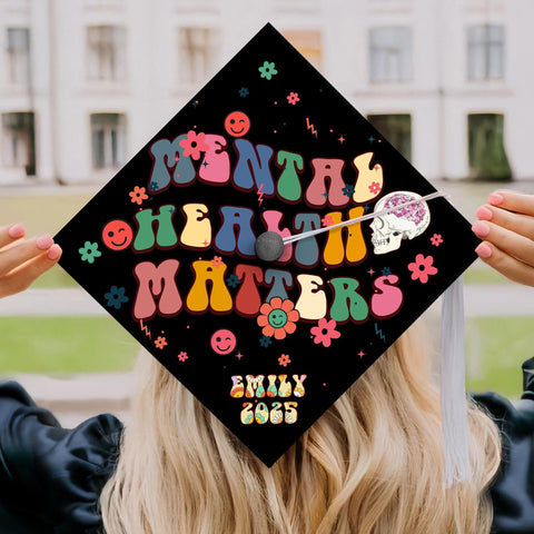 Mental Health Matters Graduation Cap Topper, Customized Psychology Cap Decoration To Celebrate Your Hard Work, Class of 2025