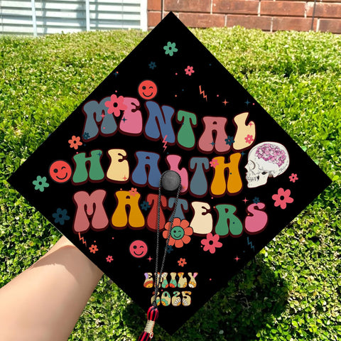 Mental Health Matters Graduation Cap Topper, Customized Psychology Cap Decoration To Celebrate Your Hard Work, Class of 2025