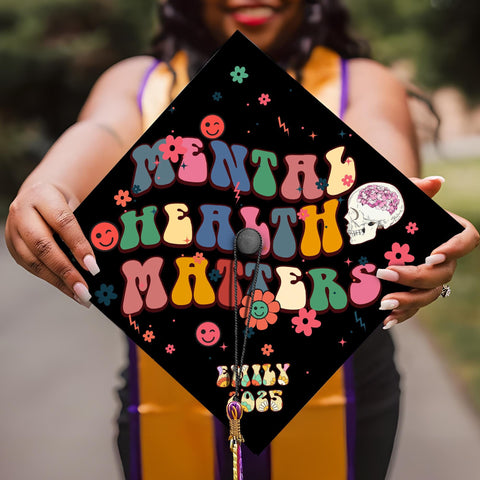 Mental Health Matters Graduation Cap Topper, Customized Psychology Cap Decoration To Celebrate Your Hard Work, Class of 2025