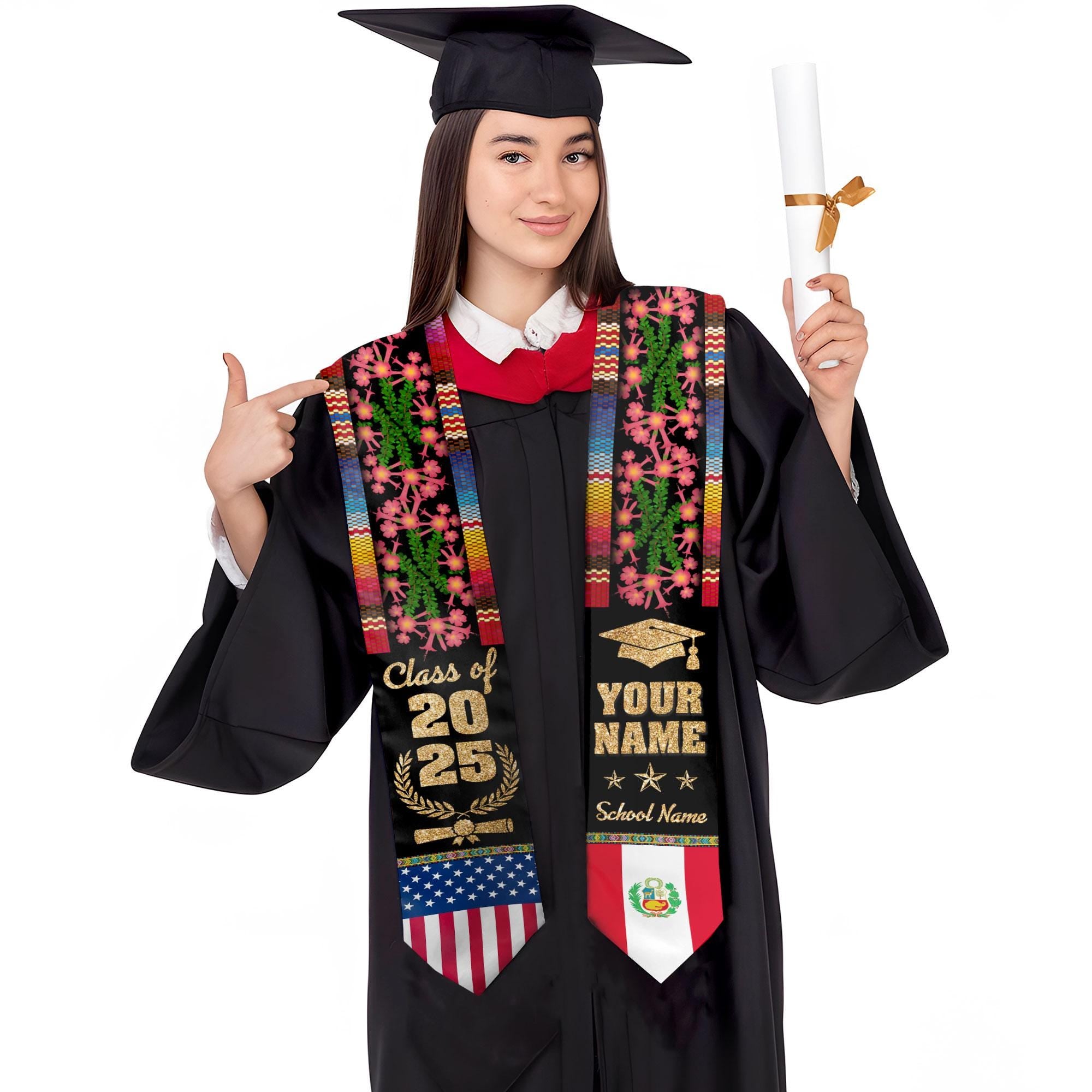 Personalized Peruvians Graduation Sash 2025, Peru American Flag Graduation Stole Custom, Peruvians Graduation Sash 2025, Graduation Gifts
