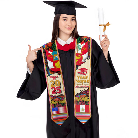 Personalized Peruvians Graduation Sash 2025, Peru American Flag Graduation Stole Custom, Peruvians Graduation Sash 2025, Graduation Gifts