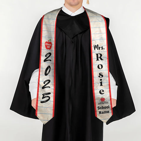 Custom Teacher Graduation Stole Class Of 2025, Teacher Stole 2025,Teacher Stole, Pencil Stole Graduation For Teachers, Sash For Teacher