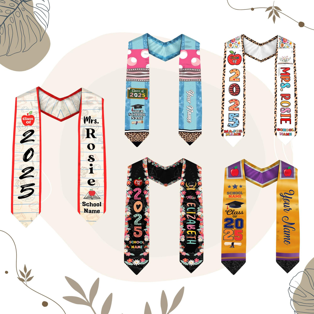 Custom Teacher Graduation Stole Class Of 2025, Teacher Stole 2025,Teacher Stole, Pencil Stole Graduation For Teachers, Sash For Teacher