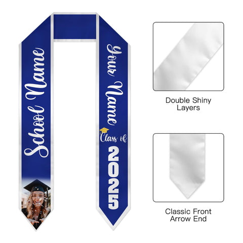 Personalized Congrats 2025 Graduation Stole, Graduation Stole Custom School Name, Your Name, Graduation Sash Gift, Class of 2025 Grad Sash