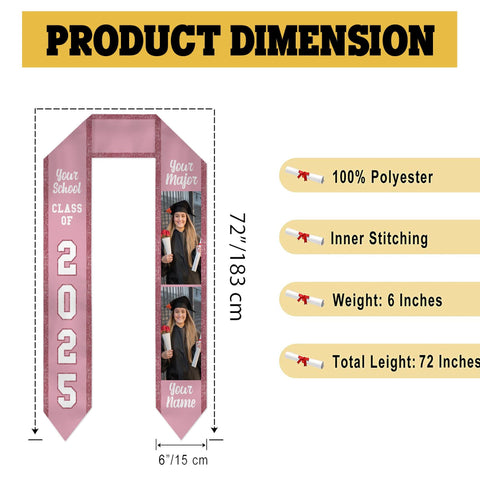 Personalized Congrats 2024 Graduation Stole, Graduation Stole Custom School Name, Your Name, Graduation Sash Gift, Class of 2024 Grad Sash