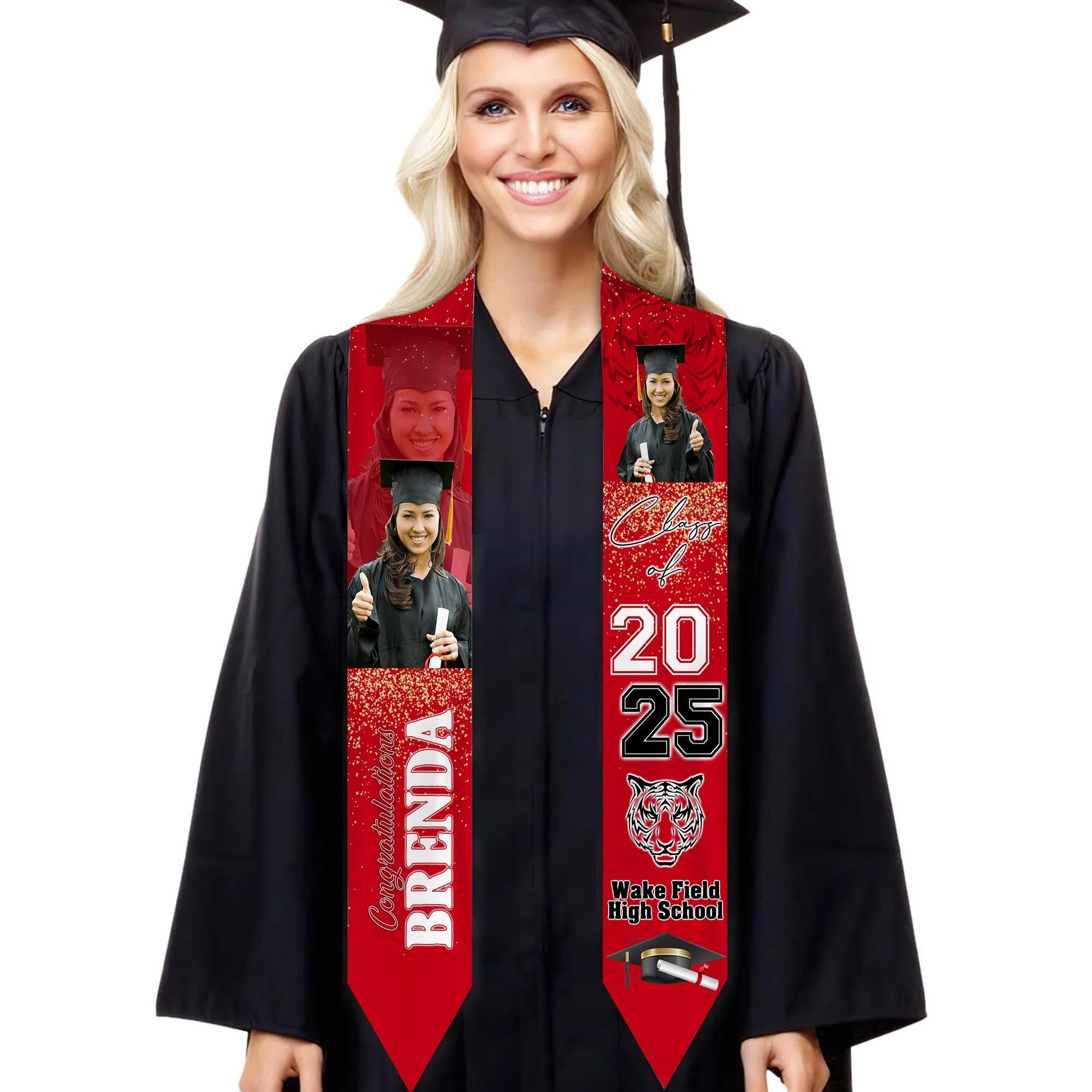 Personalized Congrats 2025 Graduation Stole, Graduation Stole Custom School Name, Your Name, Graduation Sash Gift, Class of 2025 Grad Sash