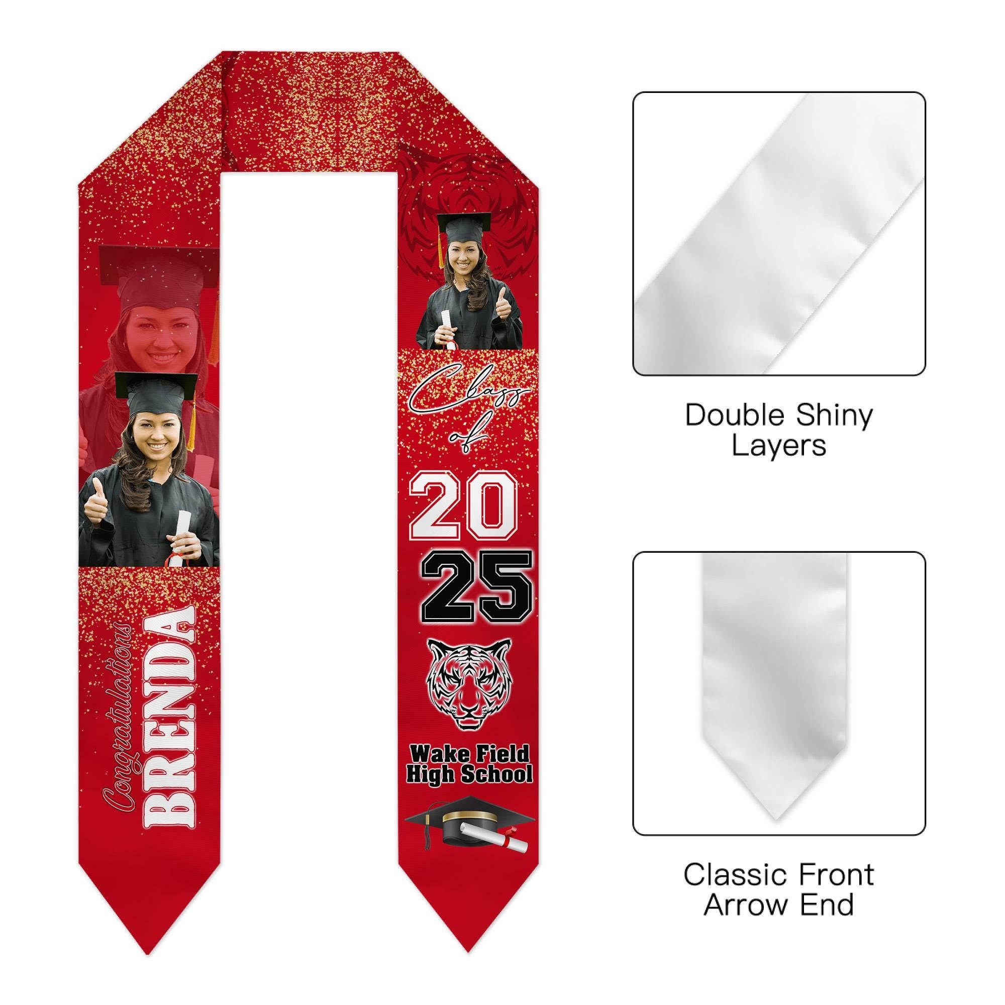 Personalized Congrats 2025 Graduation Stole, Graduation Stole Custom School Name, Your Name, Graduation Sash Gift, Class of 2025 Grad Sash
