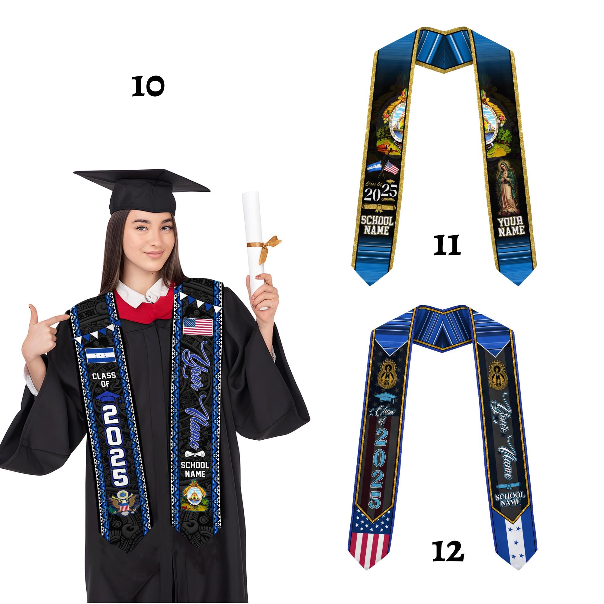 Personalized Honduras Graduation Sash,Honduras American Flag Graduation Sash,Graduation Class Of 2025 Honduran Stole,Honduran Stole 2025