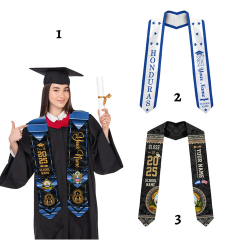 Personalized Honduras Graduation Sash,Honduras American Flag Graduation Sash,Graduation Class Of 2025 Honduran Stole,Honduran Stole 2025