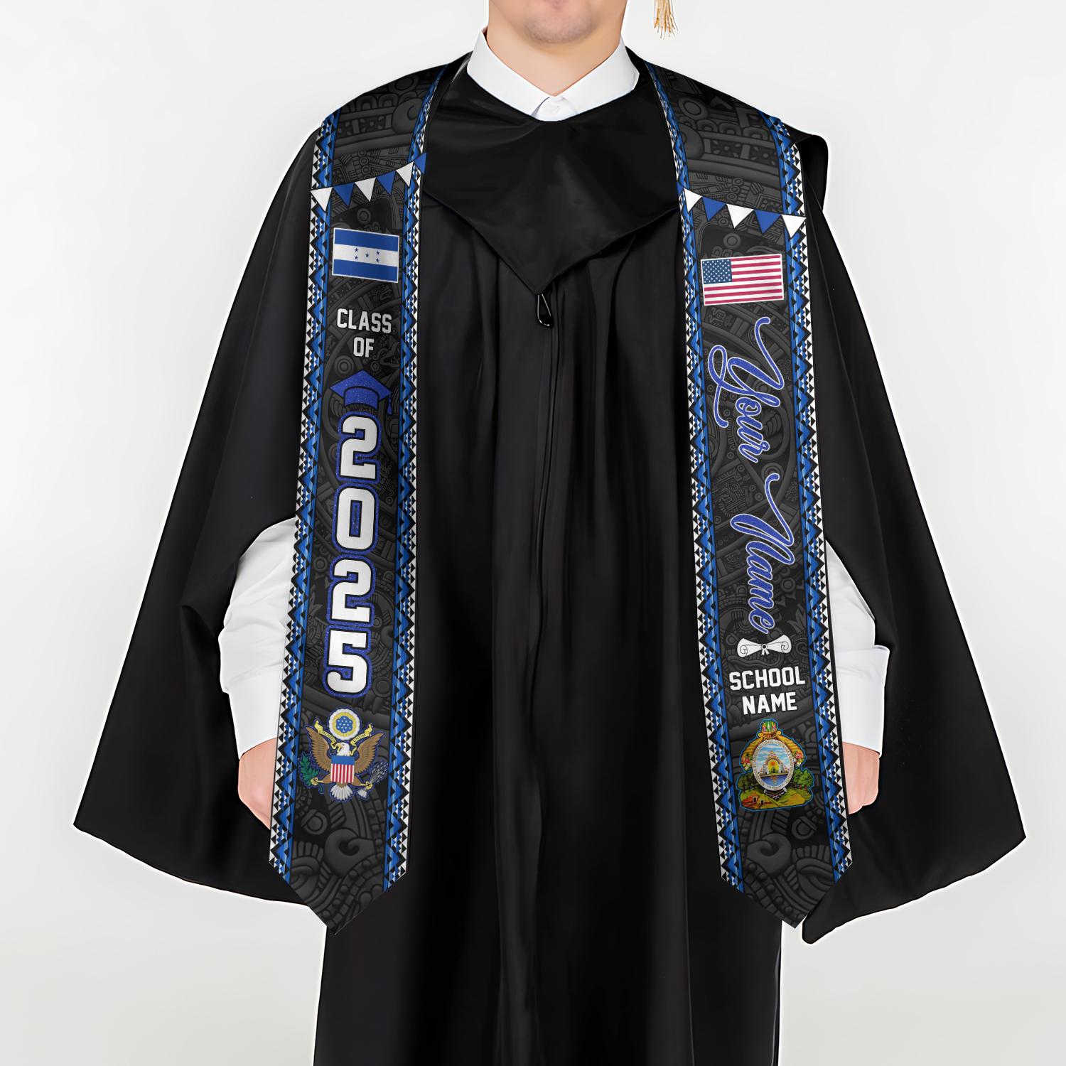 Personalized Honduras Graduation Sash,Honduras American Flag Graduation Sash,Graduation Class Of 2025 Honduran Stole,Honduran Stole 2025