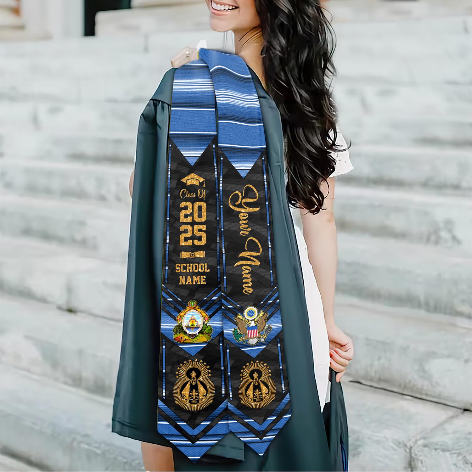 Personalized Honduras Graduation Sash,Honduras American Flag Graduation Sash,Graduation Class Of 2025 Honduran Stole,Honduran Stole 2025